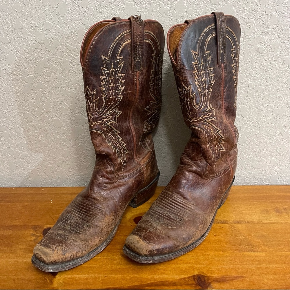1883 by Lucchese LIZARD Men's Exotic goat Brown Cowboy Western Boot Size 8 EE